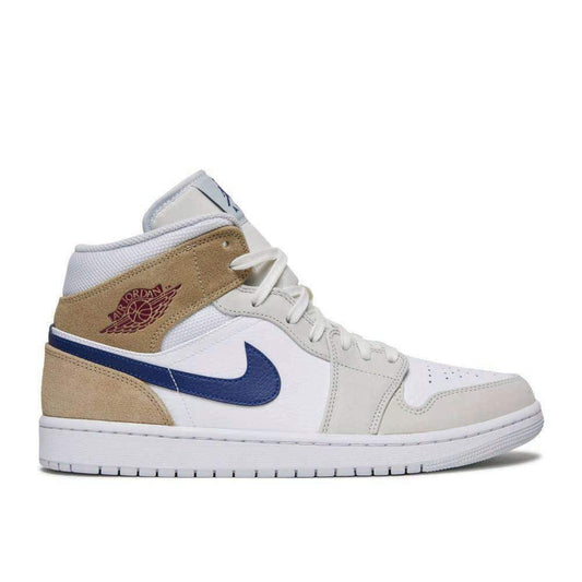 Air Jordan 1 Mid ¡®White Khaki Blue Void¡¯ Unfading Sneaker Sneakers - Style ...