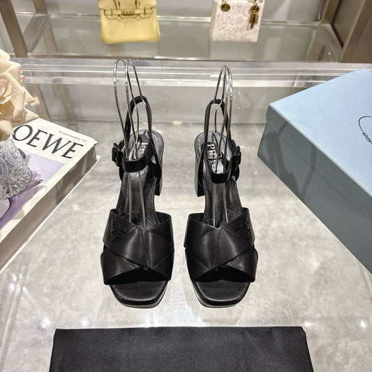 Prada 2026 Quilted Platform Sandal 85mm Sheepskin 715609