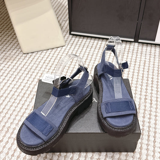 PRA 2026S Roman Sandals Dark Blue Canvas 657519