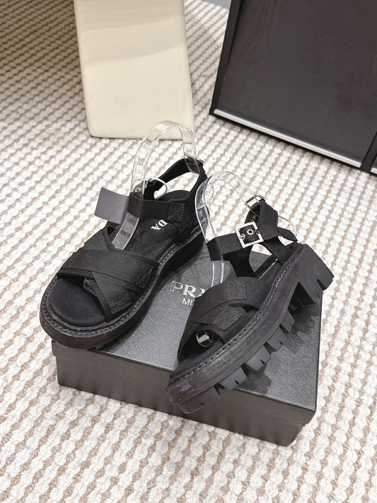 PRA 2026S Platform Sandals Black Canvas 657528