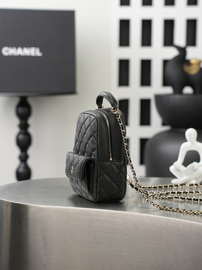 Chanel 2026 Mini Backpack 18cm Black And White leather