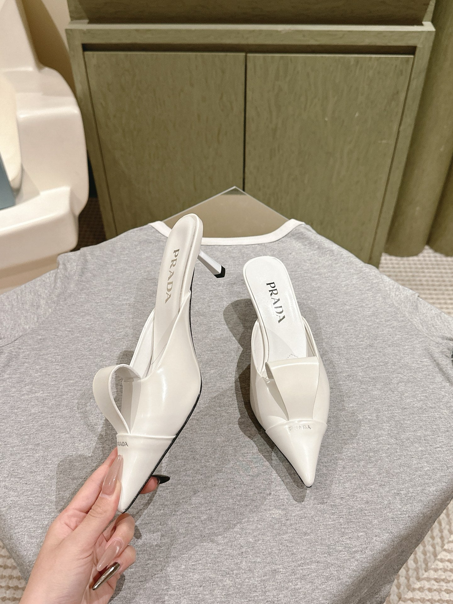 PRA 2026S High Heel Mule 65 White Sheepskin 657672