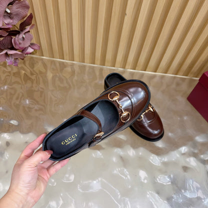 GG 26 Mule Dark Brown Beaded Sheepskin 589457