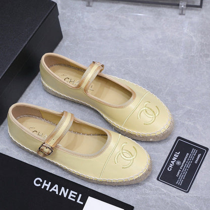 Chanel 2026 Mary Jane Shoes Yellow Sheepskin 758384