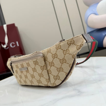 Gucci 2026 Flatpack Belt Bag 20cm Sand mix Brown Canvas Leather