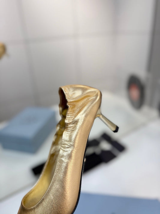 PRA 26S Pointed Toe High Heels 55 Metallic Gold Suede 627128