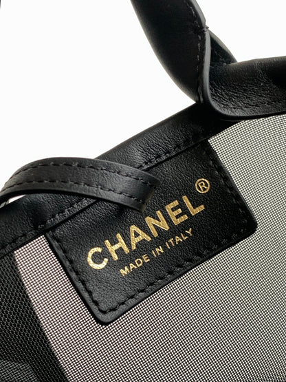 Chanel 2026 Tote Bag 31cm Black Mesh Leather 367729