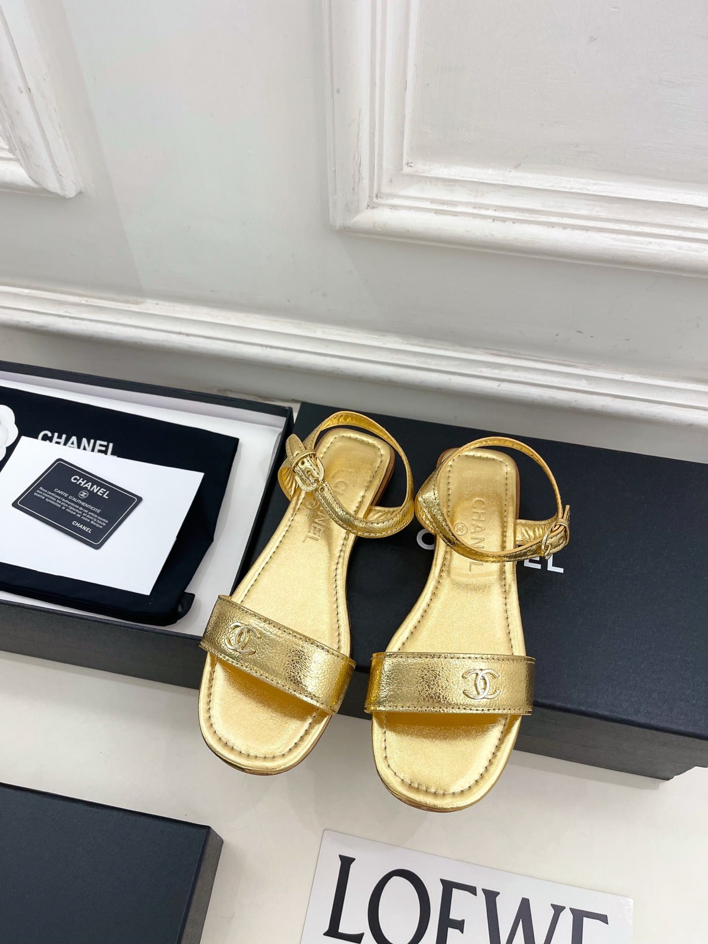 Chanel 2026 Double C Buckle Strappy Flat Sandals Lambskin Sheepskin 832342