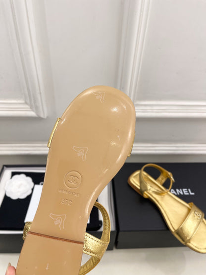 Chanel 2026 Double C Buckle Strappy Flat Sandals Lambskin Sheepskin 832342