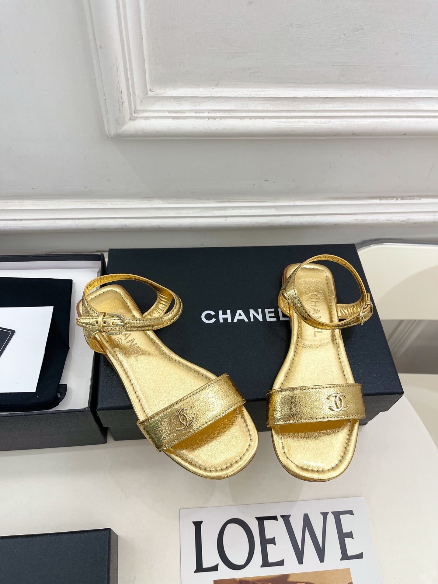Chanel 2026 Double C Buckle Strappy Flat Sandals Lambskin Sheepskin 832342